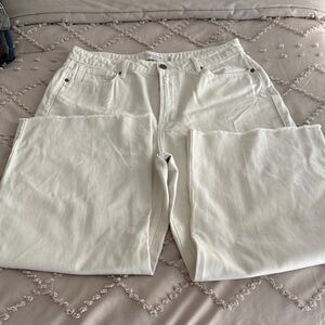 Cream Straight-Leg Jeans